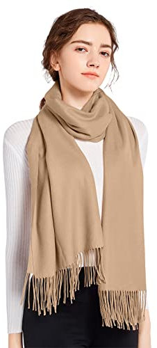 ELF KUCKUCK Schal Damen Winter Baumwolle Winterschal Pashmina Halstuch, Beige
