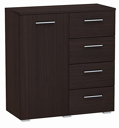 MATKAM Byrå Helena B 80 x H 84,5 x D 35 cm, skänk med 4 lådor och 1 fack med dörrar, perfekt för kontor, hall, vardagsrum, ungdoms- eller barnrum (längd)