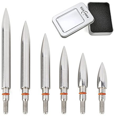 SHARROW 12 Stück Bogenschießen Pfeilspitzen Projektilspitzen Edelstahl Ziel Pfeil Tipps 100-300 Grains Jagdspitzen Broadheads mit Gummi O-Ring und Aufbewahrungskiste (100 Grains, 9/32)
