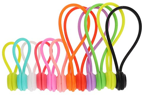 Mobestech 12pcs Magnetic Cable Winder Rubber USB Cable Holder for Desk Organization Cord Management Tool for Home Office and to Use Magnetic Design