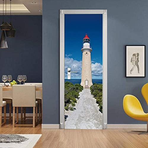 3D Tür Wandbild Aufkleber Leuchtturm Am Meer Bauen Schlafzimmer Haus Dekoration Wohnzimmer Tür Aufkleber Tür Wrap Wandbild Tapete Poster Selbst Kleber Abnehm 77 X 200 Cm