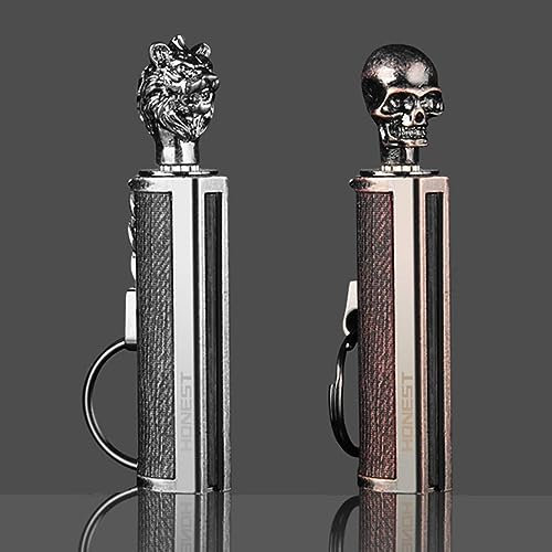 Lliang Permanentes Streichholz-Schlüsselanhänger-Feuerzeug, Forever-Metall-Streichholzfeuerzeug, wasserdichter Feuerstein-Feueranzünder Vintage kerosin Streichholz für Männer, Vater, Ehemann(2 Pack)