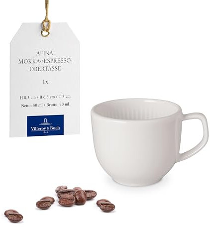 Villeroy & Boch - Tazza da espresso Afina in porcellana premium, tazza superiore per moka ed espresso, Made in Germany, lavabile in lavastoviglie e adatta al microonde, impilabile, bianca