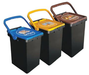 GENERICO 4Esse TRIS PATTUMIERA PER DIFFERENZIATA LT 35, SISTEMA DI RACCOLTA DIFFERENZIATA, PATTUMIERA DA CUCINA (35 LITRI)