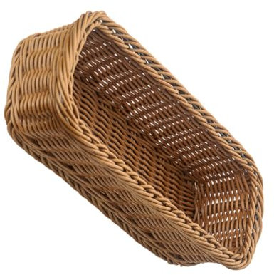DOITOOL Cutlery Basket Wicker ： Desktop Plastic Opened Rattan Woven Cutlery Storage Baskets Tray for Chopsticks and Utensils , Bread Storage for Table, 26*11*6cm