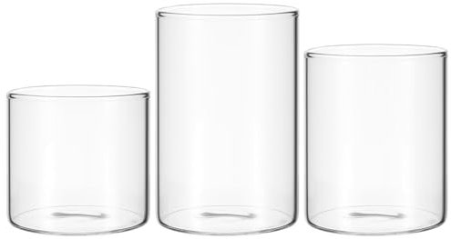 3pièces Support Bougie Verre Transparent Bougeoir Cylindrique pour Bougies Chauffe-Plat Décoration De Table Élégante pour Fêtes Et Intérieur
