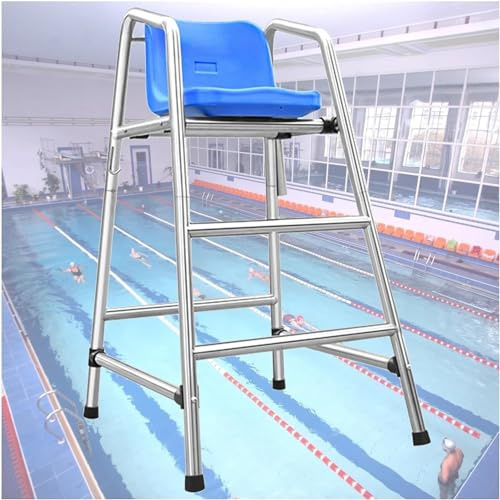 AviiSo Piscine Escalier de Piscine 120 cm/150 cm/180 cm de hauteur Chaises de sauveteur de piscine, Extérieur/Intérieur Acier inoxydable robuste Chaise de sauveteur surélevée, Charge 300 kg(Size:72x82
