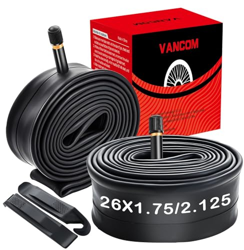 2 Pack Heavy Duty 26x1.75/1.95/2.125 Strong Airtightness, Puncture Resistant Butyl Rubber Inner Tube with 32mm Schrader Valve for BMX, MTB, Road Bike, Commuter Bike