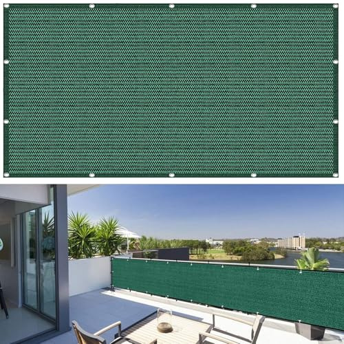 Brise-Vue pour Balcon HDPE 500 x 40 cm en Polyéthylène Haute Densité, Brise Vue Balcon, Clôture Brise Vue, avec Attaches de Câble, pour Balcon, Porches, Vert Foncé