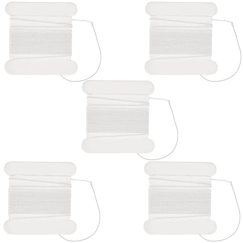 Beebeecraft 5 pz 2 m X 0.6mm Filo di Perline di Seta Filo di Seta per Infilare Perline con Carta Bianco Naturale Perle di Pura Perlin Corde Intrecciate per La Creazione di Gioielli Infilatura