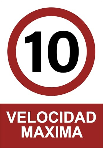 IberNorma PP277 Señal de Velocidad máxima 10 km/h 21x30cm Cartel de límite de velocidad de 10 km por hora para uso interior y exterior en PVC homologado
