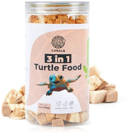 CoralQ 3 in 1 Meat Turtle Food - Chicken & Duck & Fish Meat Natural Freeze Dried Turtle Treats