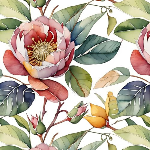 frelook Carta da parati autoadesiva da parete, motivo floreale, verde, decorazione vintage, per mobili, pareti, soggiorno, camera da letto, impermeabile, motivo floreale, 40 x 300 cm