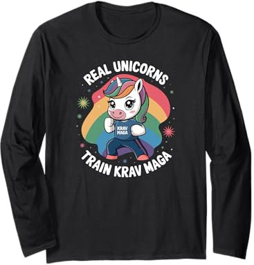 Echte Einhörner trainieren Krav Maga - Cute Krav Maga Langarmshirt