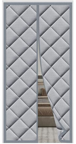 Rideau de Porte Interieur, Rideau de Porte Isolant Thermique et Phonique, Rideau de Porte Isolant Thermique Anti Froid, Rideau de Porte D'entrée Isolant Magnetique (Gray 90x210cm)