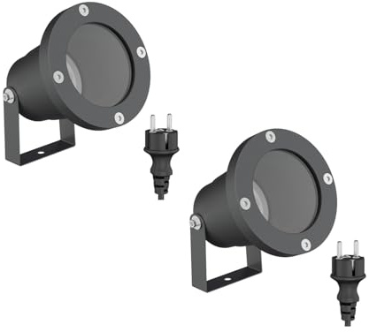 ledscom.de 2 x foco de jardín DUK para exteriores, IP65, enchufe, antracita, 1x GU10 máx. 15W