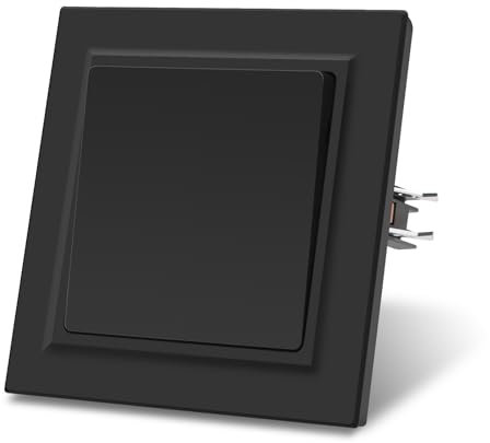 CNBINGO Light Switch, Black, Modern Light Switch, Flush-Mounted Toggle Switch with PC Frame, Single 1-Way Wall Switch