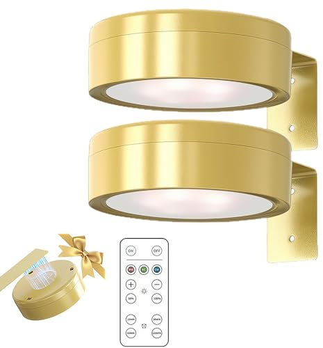 KBIBCK 2PCS Picture Lights for Wall,Wireless Picture Light, Magnetic Wall Light with Remote& 3 Color Temps, PictureFrame Lights，Rechargeable PaintingLights for Painting, Portrait, Art Frame(Gold)