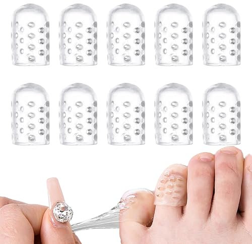 10 Pcs Silicone Toe Protectors Set,Elastic,Soft and Comfortable Breathable Toes Caps,Transparent Silicone Toe,Soles of Feet Pain Relief,for Women,Men,Shoes Like Sneakers Boots Sandals Heels.