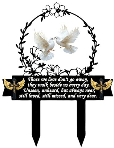 Piquet commémoratif en acrylique 2D en forme de cœur et de croix pour l'extérieur - Marqueurs de tombe élégants - Pour pelouse de cimetière