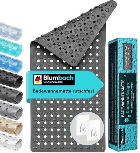 Blumbach® Badewannenmatte rutschfest 88x40cm - inkl. 2 Haken zum Trocknen
