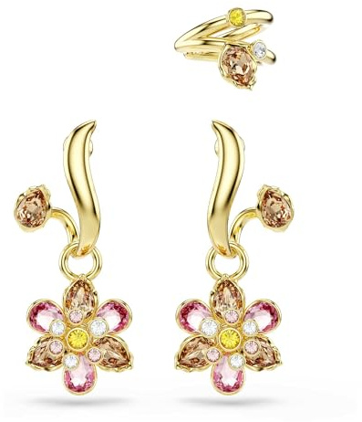 Swarovski Idyllia Orecchini, Set di Orecchini e Ear Cuff, Gioielli con Cristalli Swarovski, Taglio Misto, Motivo a Fiore, Placcatura in Tonalità Oro, 2 x 1,3 cm, peso (singolo orecchino) 3,57 g