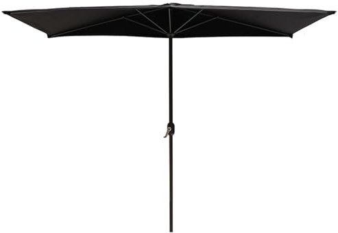 FMCAGNGAKP Demi-Parasol, 250 cm, Parasol Rectangulaire,Parasol de Jardin, Toile Polyester Anti-UV, avec Manivelle, pour Balcon, Terrasse, Marché(Black)