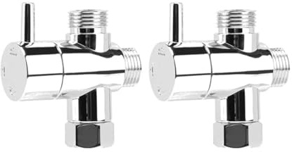 Deviatore Doccia 3 Vie Valvola deviatrice per soffione doccia a 3 vie G1/2 T Adattatore convertitore cromato per valvola deviatrice per soffione doccia Distribuzione dell'acqua a tre vie(2pcs)