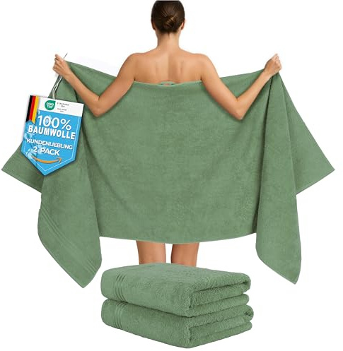 Hammetex Saunahandtuch 2er Set 80x200 cm, XL Duschtuch, 100% Baumwolle | OEKO-TEX zertifiziert, extra groß, weich & saugstark, mit Aufhänger, Saunatuch & Badetuch für Sauna & Badezimmer