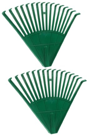 HEMOTON Rastrillo De Plástico para Hojas y Césped para Jardín, 2 Unidades Verdes, Herramienta Ligera para Limpieza Otoñal, Recolector Eficaz para Césped y Hojas Secas