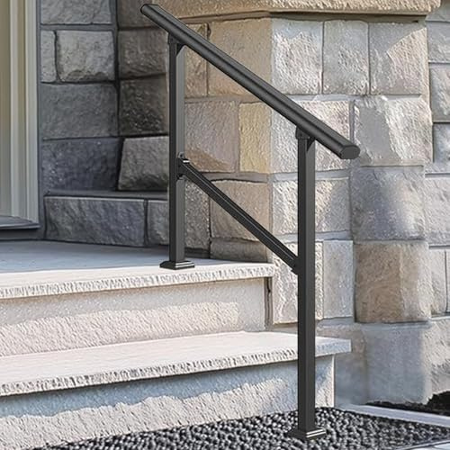 Pasamanos para escalones exteriores, pasamanos de transición para porche, montado en el suelo, apto para 2 o 3 escalones, barandilla de seguridad para el hogar pasillo terraza(A,60cm/24inch)