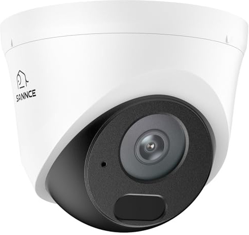 SANNCE Telecamera da Esterno PoE 3 MP, Dome Camera con Audio | Visione Notturna 30 m, Rilevamento Uomo/Veicolo, Impermeabile IP67, Nessun Adattatore