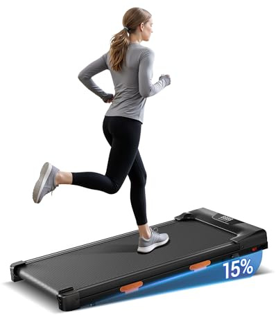 Walking Pad mit Steigung 15%, 10KM/H Laufband mit Steigung für Zuhause und Dreifacher Dämpfung und Leisem 3.0HP Motor, Laufband Schreibtisch Max. Unterstützung 136KG