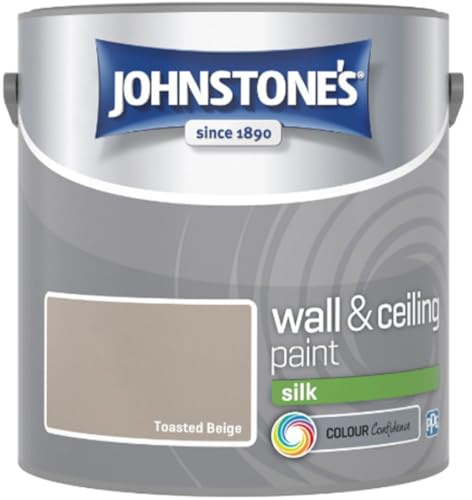 Toasted Beige Johnstone’s Wall & Ceiling Silk Paint 2.5L – Smooth Silk Finish, Excellent Coverage, Quick Dry, Low Odour Interior Paint for Walls & Ceilings