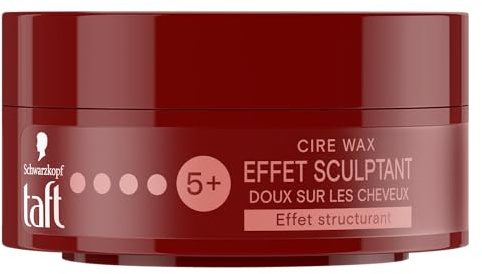 Schwarzkopf - Taft - Cire Wax - Cire Cheveux Homme - Effet Sculptant - Fixation Forte - Longue Durée - Tenue 24h - Coiffant Cheveux - Pot de 75 ml