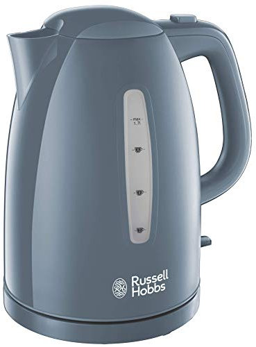 Russell Hobbs Textures Electric 1.7L Cordless Kettle (Fast Boil 3KW, Grey premium plastic, matt & high gloss finish, Removable washable anti-scale filter, Push to open lid, Perfect pour spout) 21274