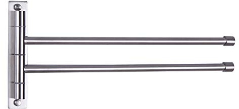 GERZWY Bathroom Swing Arm Towel Bars 2-Arm Wall Mount Stainless Steel Bath Towel Rack Hanger Towel Holder Organizer Brushed Finish HYG02-LS