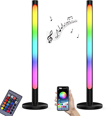 LED Tischlampe mit Kabel und Stecker Dimmbar mit Fernbedienung APP Nachttischlampe RGB Farbwechsel Musiksynchronisation Stimmungslicht für Spielzimmer Wohnzimmer Schlafzimmer Schreibtischlampe,2pack