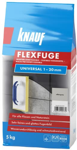 Knauf Flexfuge Universal 5 kg Silbergrau, universell einsetzbar für ein besonders glattes Fugenbild auf Wand & Boden im Innen- & Außenbereich, schnellhärtender Fugenmörtel auf Zementbasis