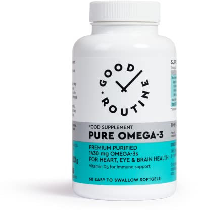 PURE OMEGA-3 (60 Gélules Molles) - Complément Alimentaire de Qualité Supérieure pour la Santé du Cœur, du Cerveau et des Yeux, Acides Gras Oméga-3, Hautement Absorbables, Pack d'un Mois.