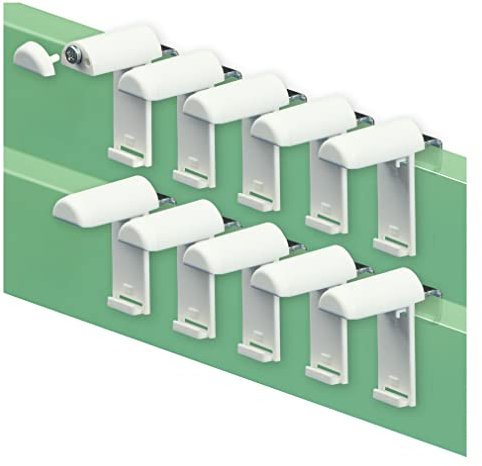 KLEMMFLEX Klemmhalter kurz mit Metallbügel, für Klemmfix Rollo, Doppelrollo, Duo-Rollo, ohne Bohren zum Klemmen und Kleben, 10 Stück, als Zubehör für die Aufhängung, Befestigung am PVC-Fenster