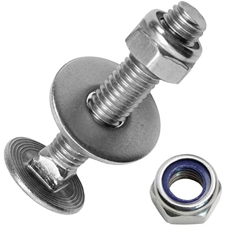 Techtanium® Schlossschrauben M8 x 20/20 mm inkl. Sicherungsmuttern und großen Unterlegscheiben M8 aus Edelstahl A2 (20 Stück) | Schrauben | Muttern | U-Scheiben | DIN 603 & DIN 985 & DIN 9021