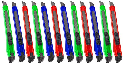 Teppichmesser Set 9mm - 12 Stück Cuttermesser Klein, Mehrzweckteppichmesser für Verschiedene Anwendungen