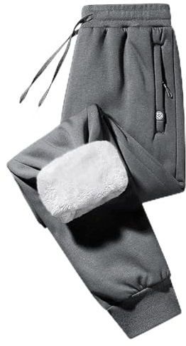 Imuedaen Men's Fleece Lined Joggers Casual Tracksuit Bottoms Warm Pants Athletic Trousers Drawstring Sweatpants with Pockets (Dark Gray, XXL)
