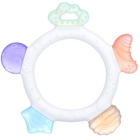 Baby Teething Ring Toys Frozen Silicone Teethers for Babies 0-6-12 Months, Sensory Teething Gums Chew Infant Toys, Boy Girl Baby Gift