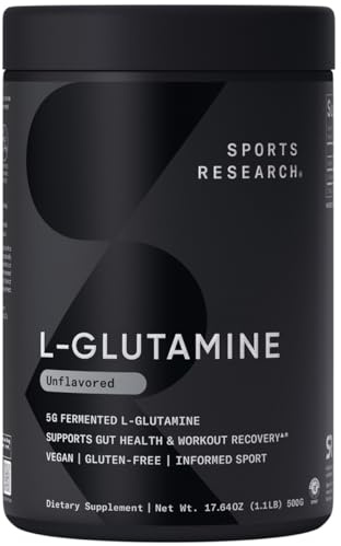 Sports Research L-Glutamine - Workout Recovery, Immune Health & Gut Health Support - 5 G Per Serving - 17.64 Oz