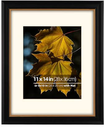 Eitida Vintage Bilderrahmen 28x36 cm oder 20x25 cm mit Passepartout-Massivholz-Rahmen in Schwarz&Gold, Antiker Retro-Rahmen mit Echtglas-Wand-oder Tischbilderrahmen für Fotos, Kunstdrucke und Urkunden