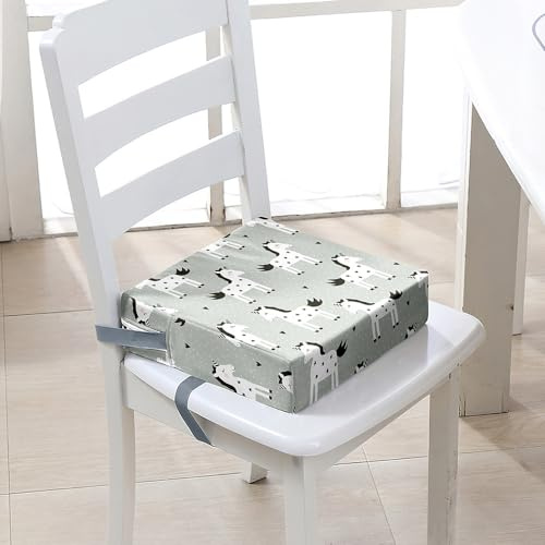 FANSU Kinder Sitzkissen Sitzerhöhung Stuhl, Tier Karikatur Druck Baby Kind Sitzkissen Quadrat Zerlegbar Kleinkinder Esszimmerstuhl ErhöHen Pad Esszimmer Boostersitze (32x32x8cm,Einhorn)