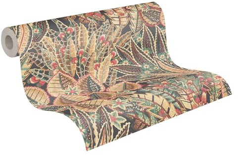 Livingwalls Papier peint 396531 avec des feuilles de palmier en jaune, rouge, vert, marron - papier peint floral de haute qualité avec design pour le salon - 10,05m x 0,53m - Fabriqué en Allemagne