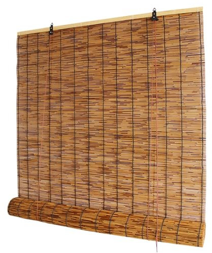 SPeesy Raffrollo Bambus Rollo Retro Bambusrollo Breit 50cm 60cm 70cm 80cm 100cm 110cm 140cm 150cm Outdoor Sonnenschutz Und Sichtschutz Seitenzugrollo Für Balkon, Terrasse, Garten
